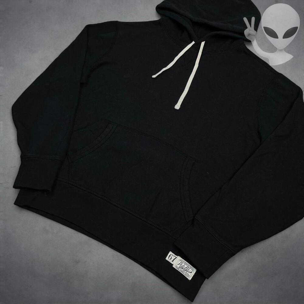 Polo Ralph Lauren Hoodie Medium Black Classic Pullover plain - Picture 3 of 7